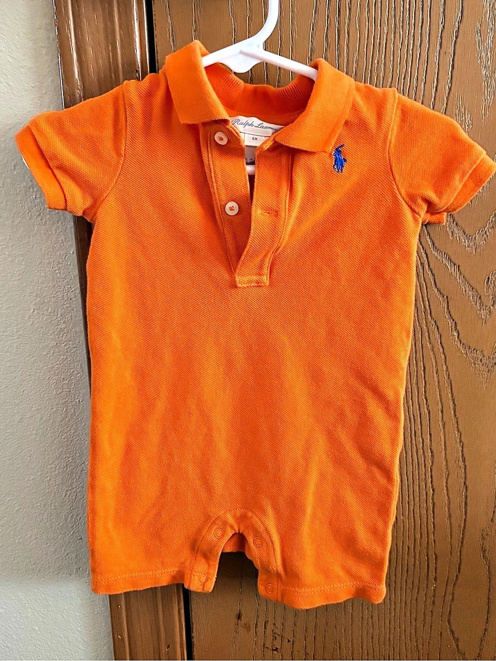 Ralph Lauren Orange Polo Romper 6 M